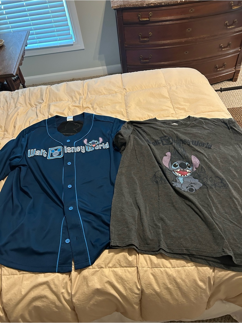 Disney Women's Navy Blue & Charcoal Stitch Baseball Jersey and Tee Set